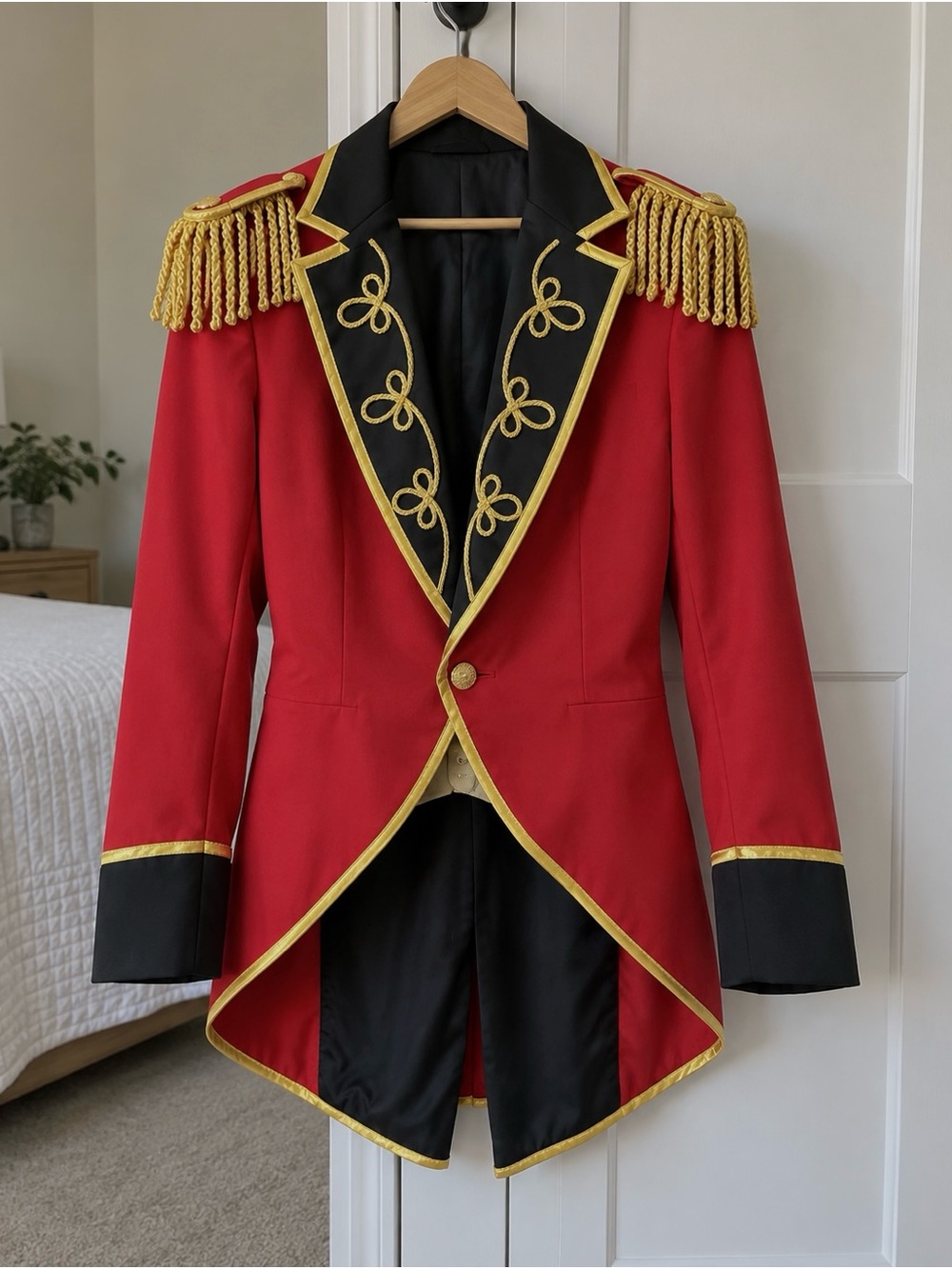 Red Ringmaster Circus Costume Tailcoat Jacket & Top Hat Set